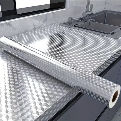 Selbstklebende Edelstahl-Folien-Tapete – 1 m x 40 cm, silber – Öl-, wasser- & hitzebeständig – Ideal für Küchenrückwände & Arbeitsplatten