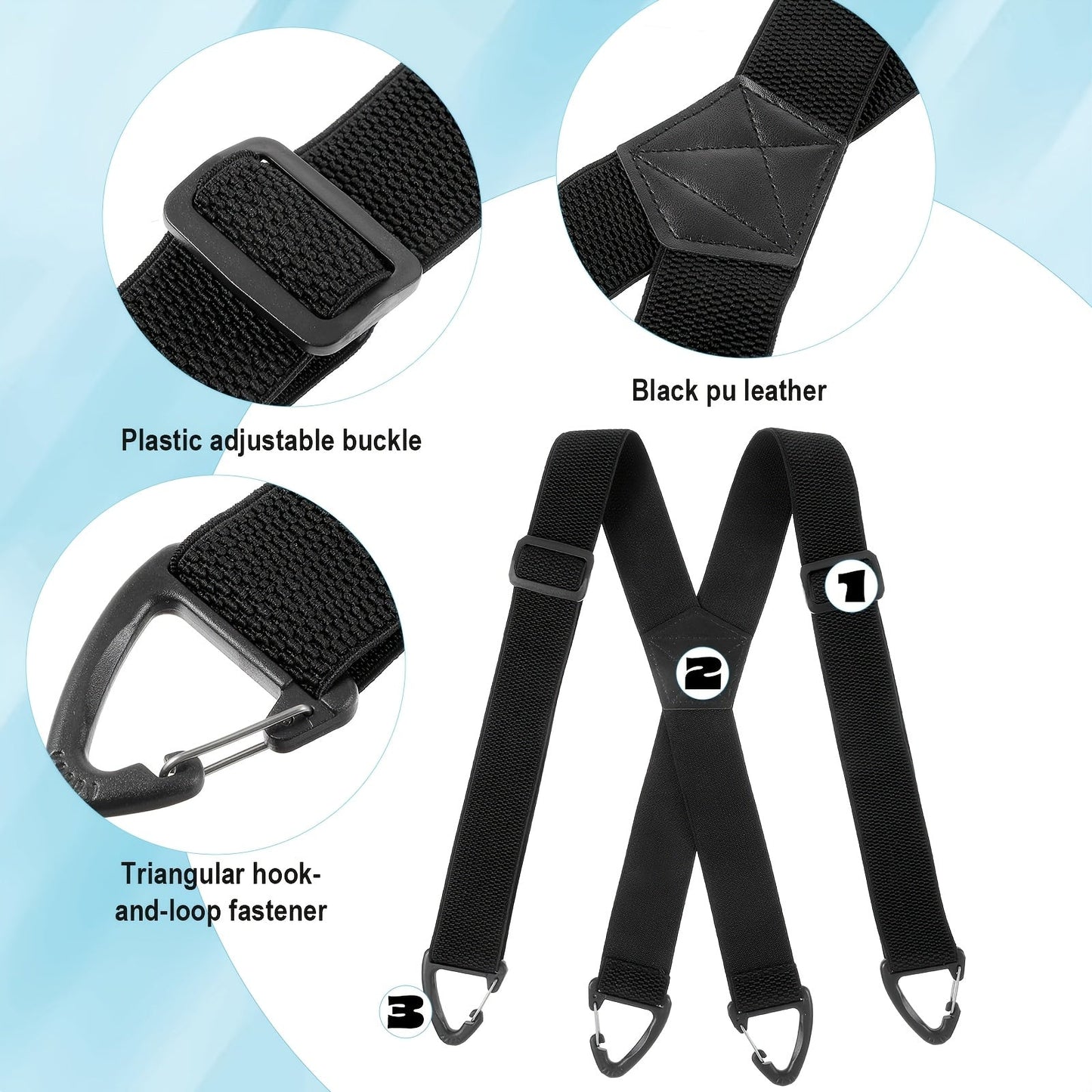 Professional support belt X with non-slip triangular closure and adjustable wideband construction