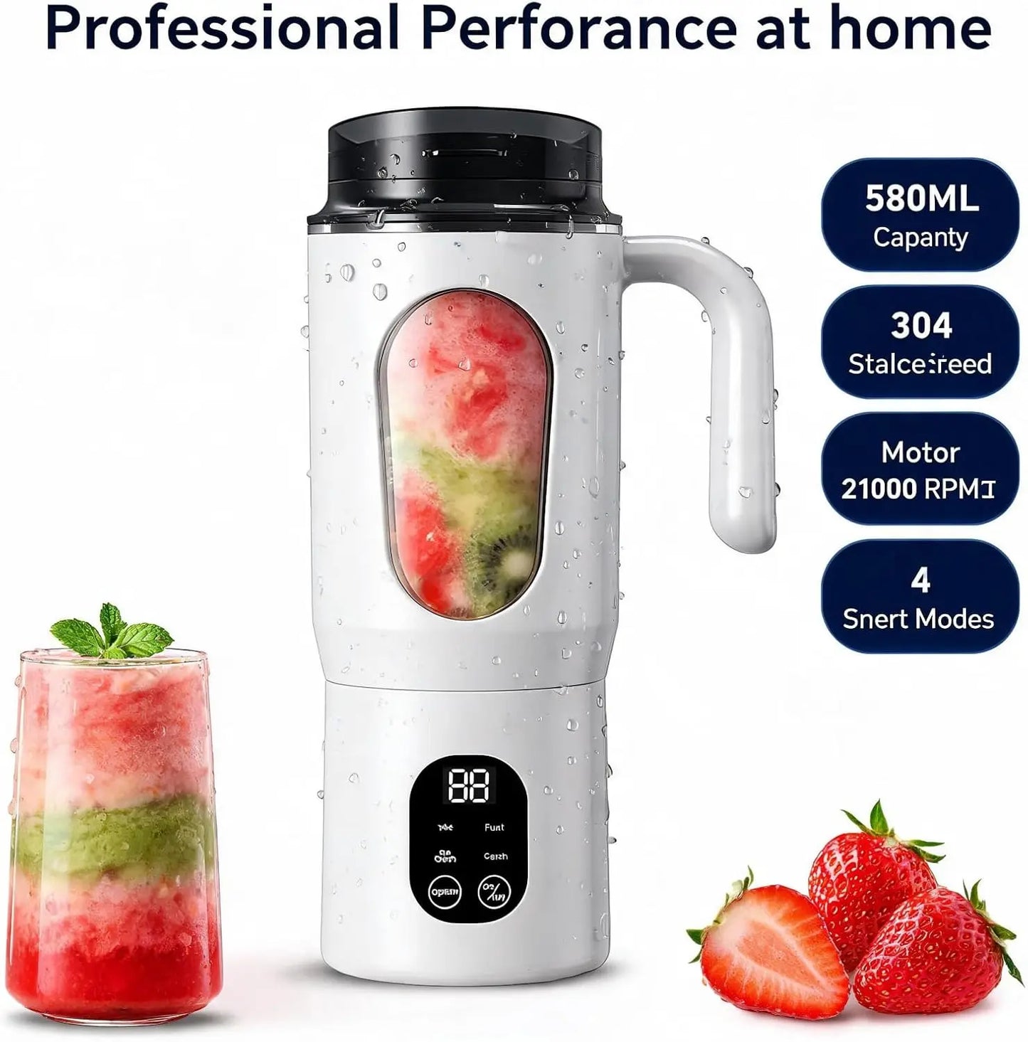 580ML Portable Electric Blender with LEDDisplay