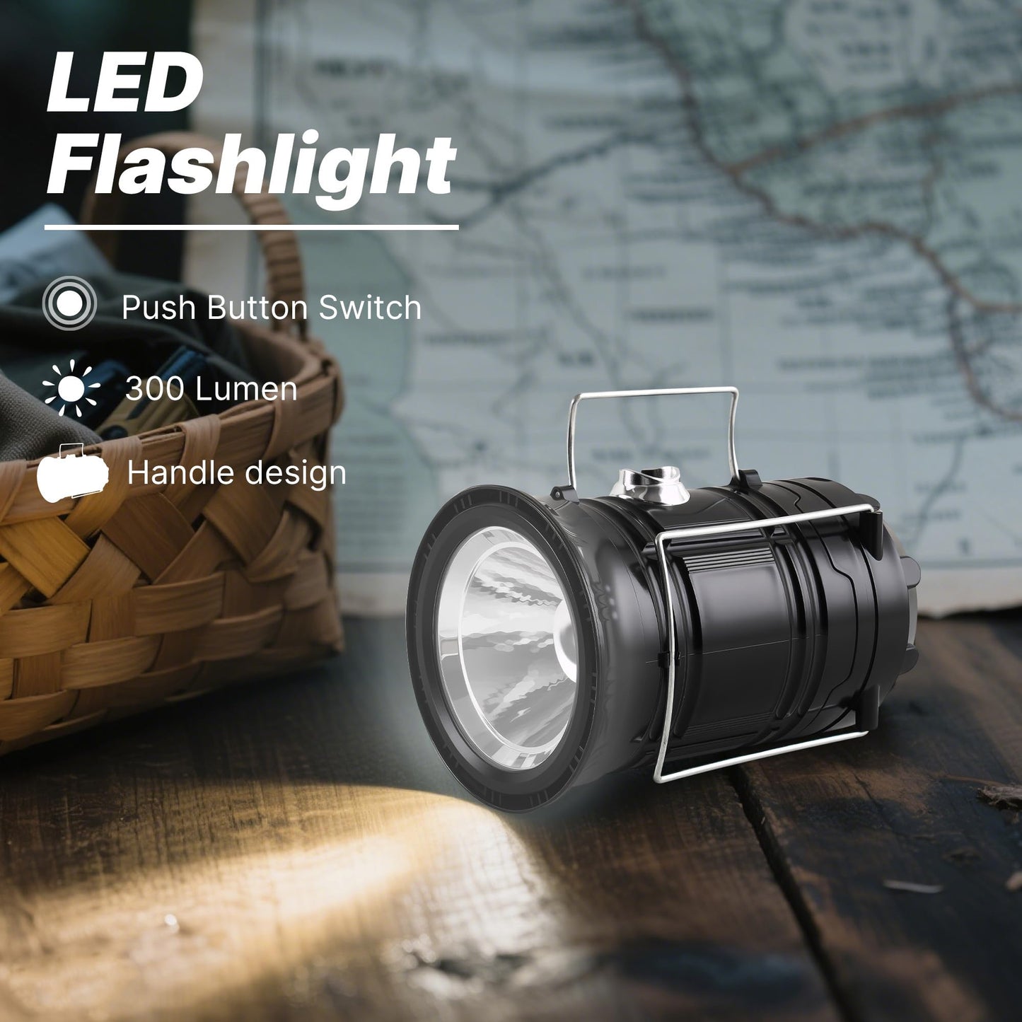 Solar Camping Lantern 4-Pack - Rechargeable LED Lights, Magnetic Base & Foldable Hanging Hook- Collapsible Lamp Battery Powered