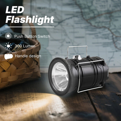 Solar Camping Lantern 4-Pack - Rechargeable LED Lights, Magnetic Base & Foldable Hanging Hook- Collapsible Lamp Battery Powered