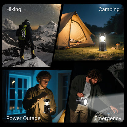 Solar Camping Lantern 4-Pack - Rechargeable LED Lights, Magnetic Base & Foldable Hanging Hook- Collapsible Lamp Battery Powered